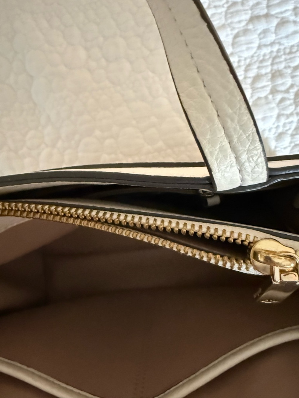 kate spade Ivory and Tan Floral Appliqué Tote - Picture 4 of 6